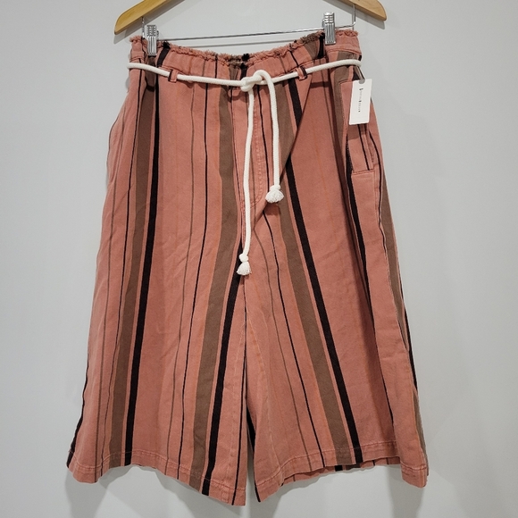 PILCRO Anthropologie Cropped PJ Wide-Leg Jeans Striped Oversized Size M - Picture 5 of 13